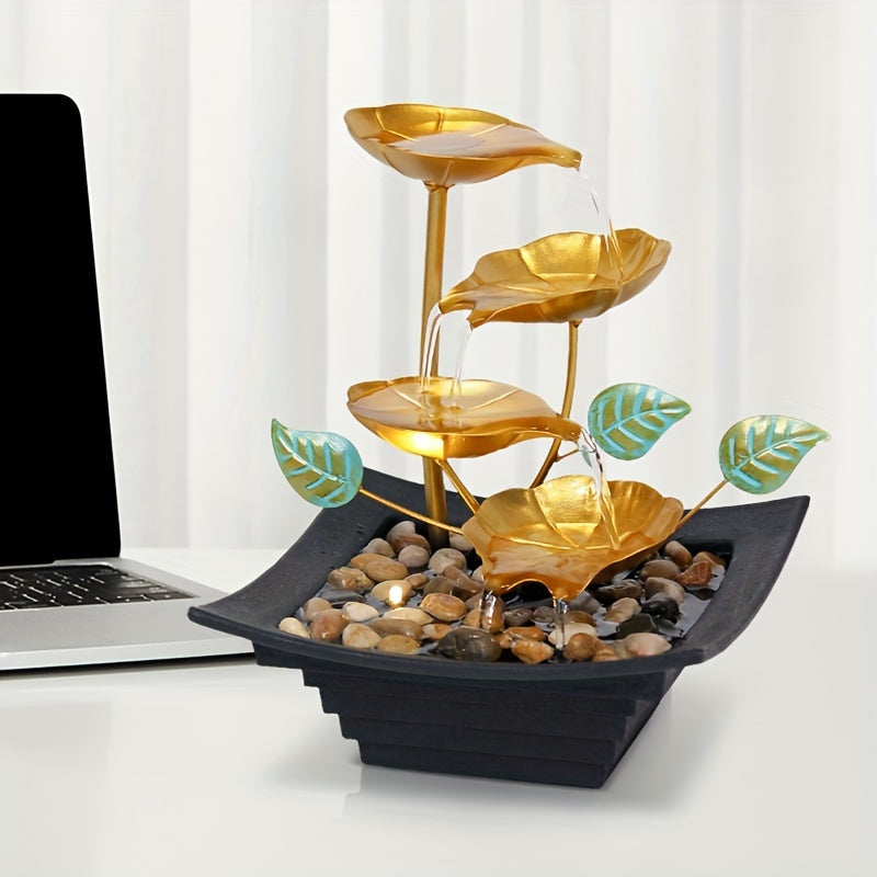USB Powered Tabletop Fountain with Rocks - Indoor Water Feature for Home Office