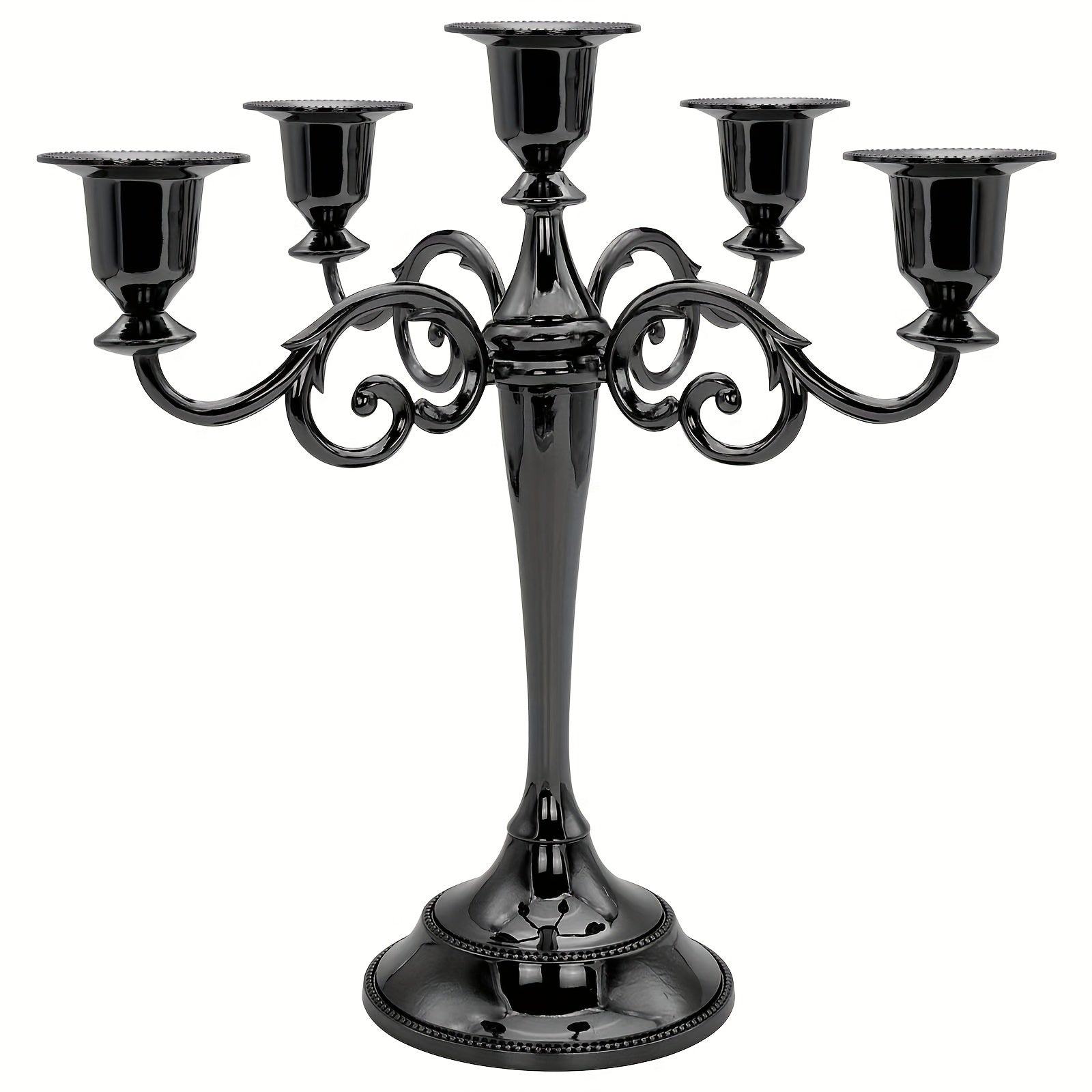 Vintage Black 5 Arm Candelabra - Gothic Candlestick for Weddings & Events