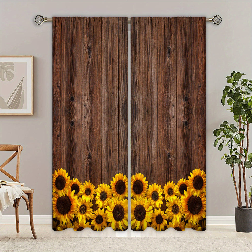 Sunflower Printed Curtains - Perfect For Bedroom, Office, Kitchen and Living Room