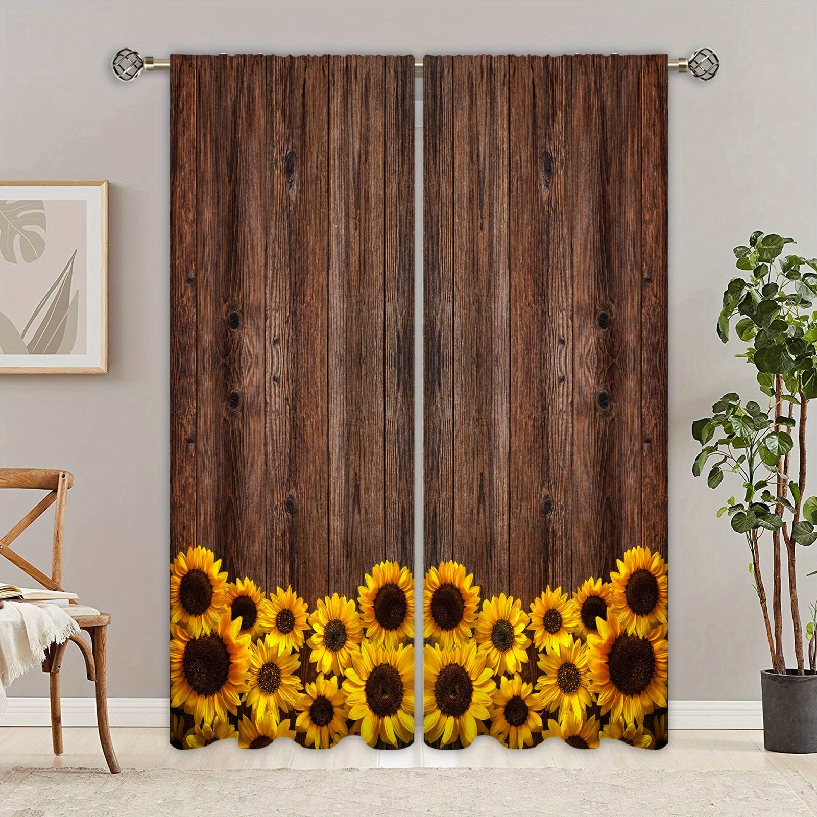 Sunflower Printed Curtains - Perfect For Bedroom, Office, Kitchen and Living Room