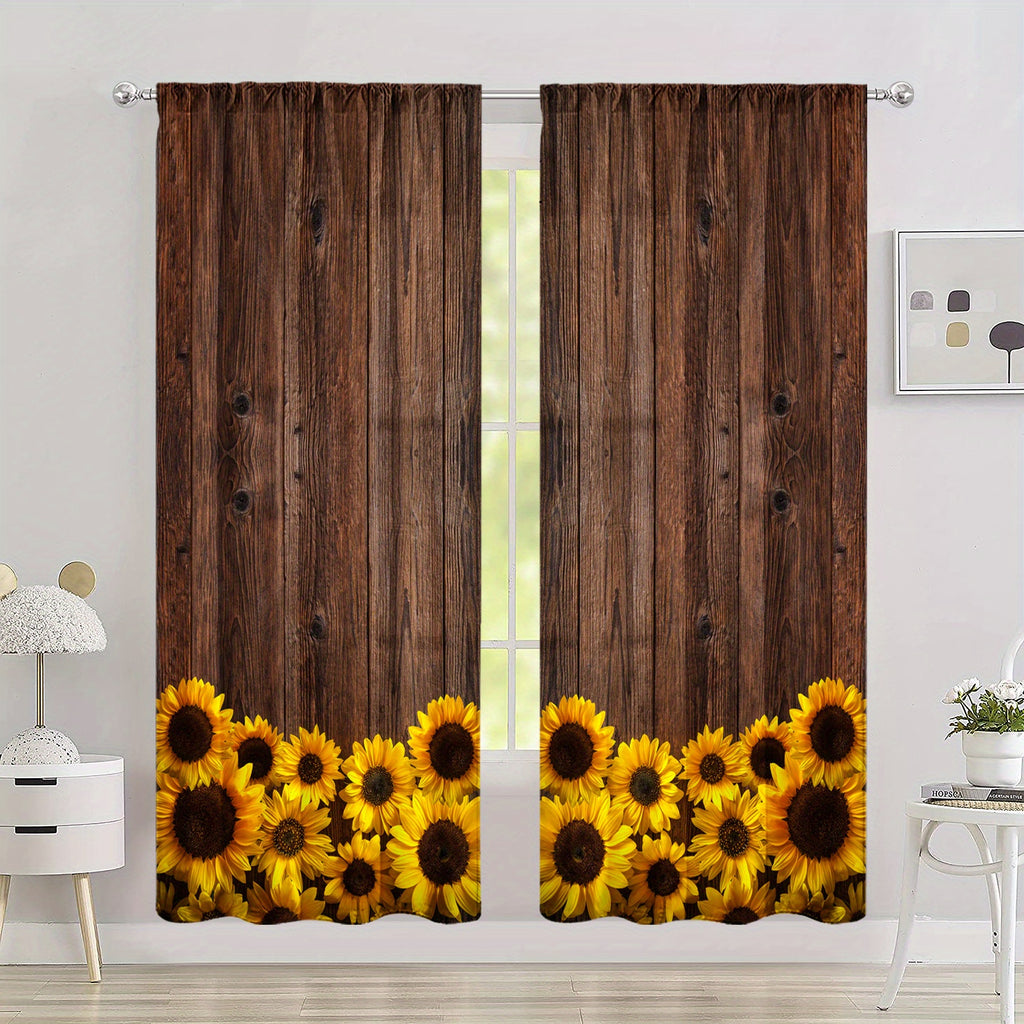 Sunflower Printed Curtains - Perfect For Bedroom, Office, Kitchen and Living Room