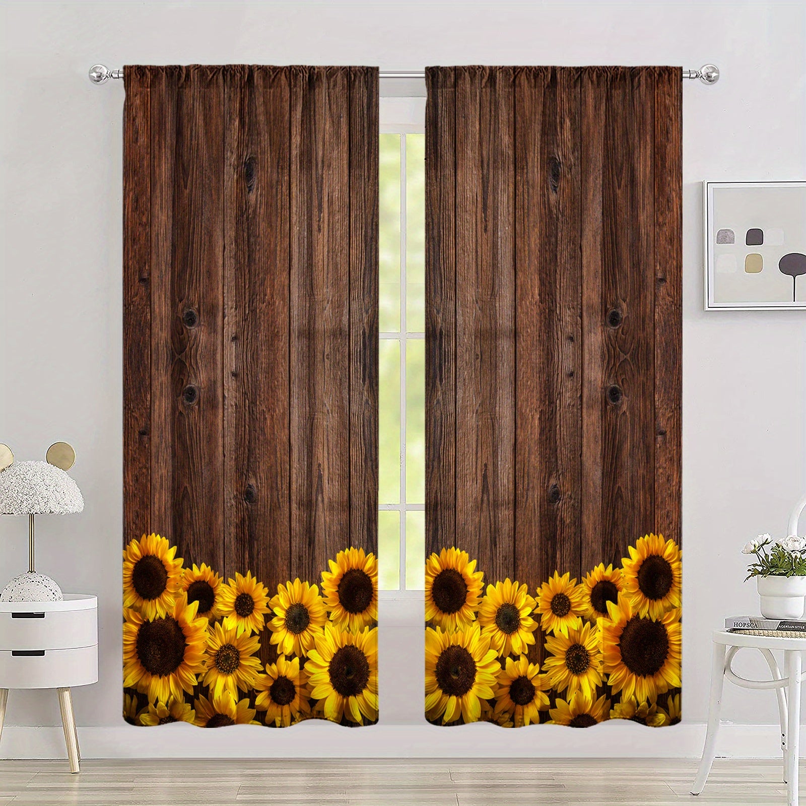 Sunflower Printed Curtains - Perfect For Bedroom, Office, Kitchen and Living Room
