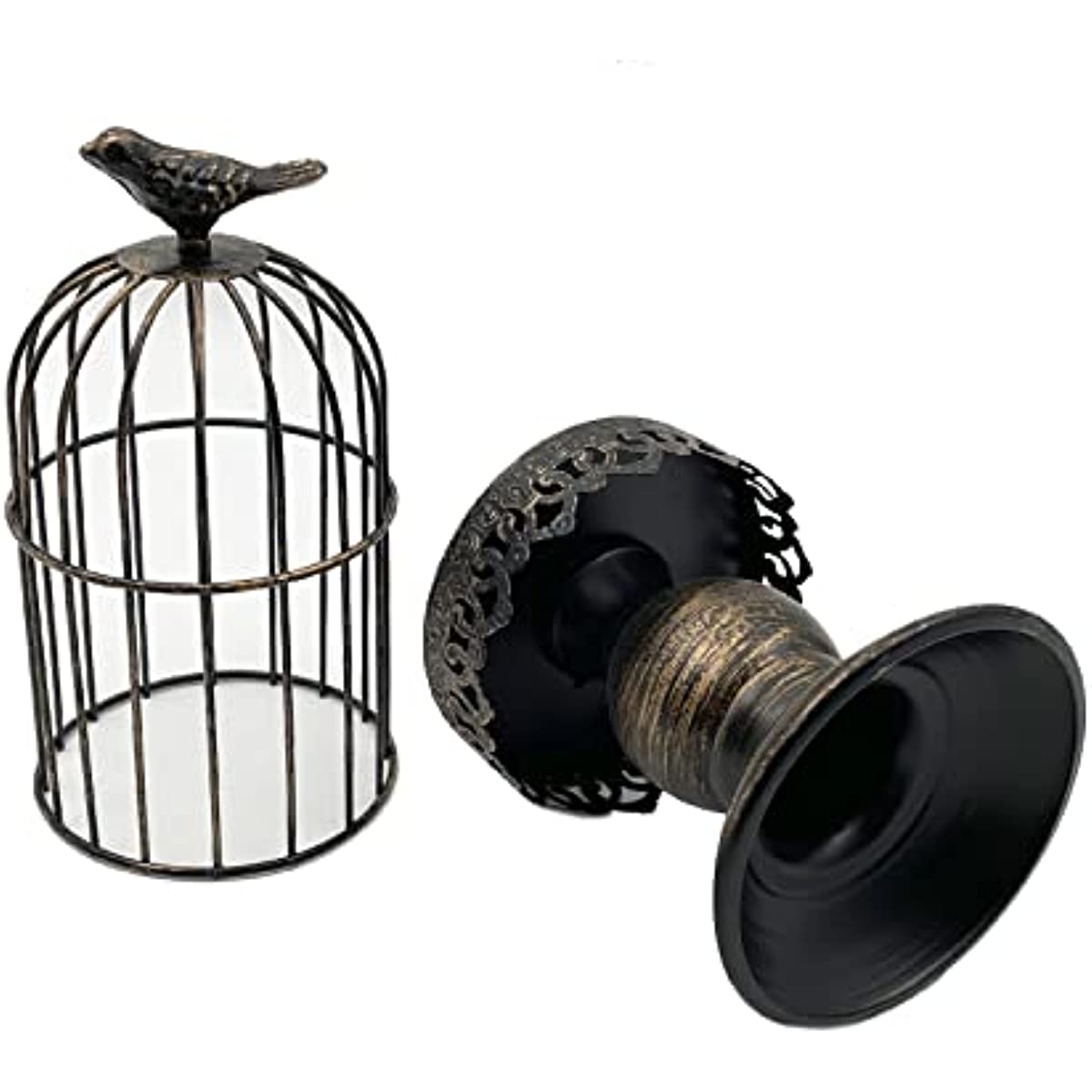 Vintage Birdcage Candle Holder - Rustic Metal Lantern Wedding Centerpiece