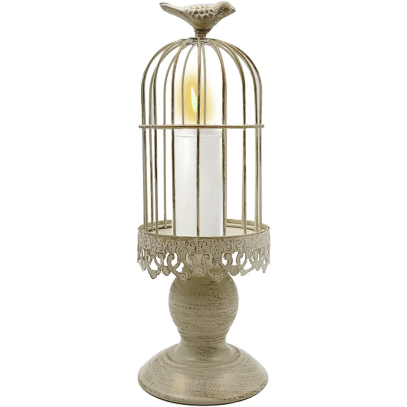 Vintage Birdcage Candle Holder - Rustic Metal Lantern Wedding Centerpiece