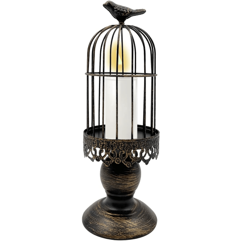 Vintage Birdcage Candle Holder - Rustic Metal Lantern Wedding Centerpiece