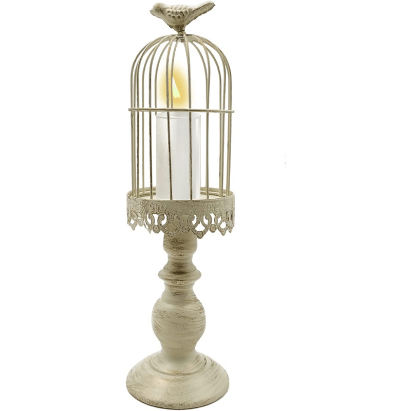 Vintage Birdcage Candle Holder - Rustic Metal Lantern Wedding Centerpiece