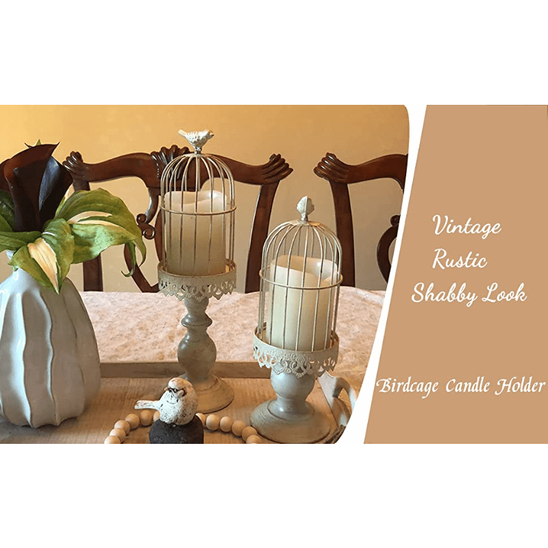 Vintage Birdcage Candle Holder - Rustic Metal Lantern Wedding Centerpiece