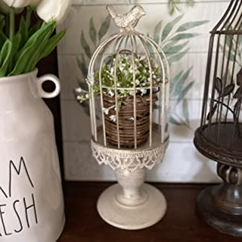 Vintage Birdcage Candle Holder - Rustic Metal Lantern Wedding Centerpiece