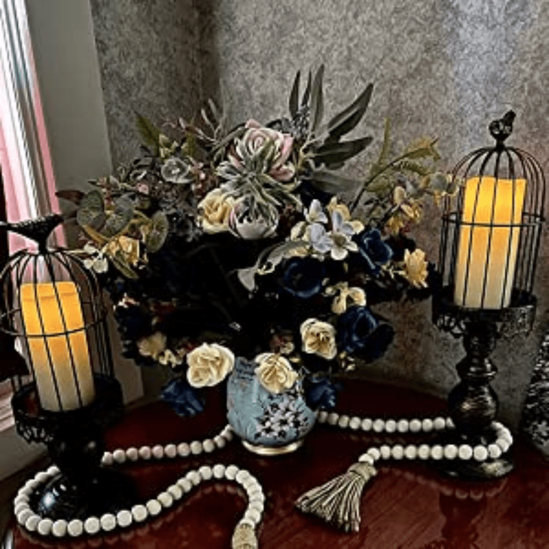 Vintage Birdcage Candle Holder - Rustic Metal Lantern Wedding Centerpiece