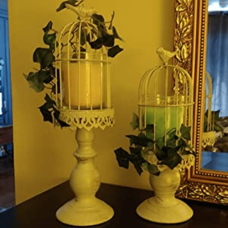 Vintage Birdcage Candle Holder - Rustic Metal Lantern Wedding Centerpiece