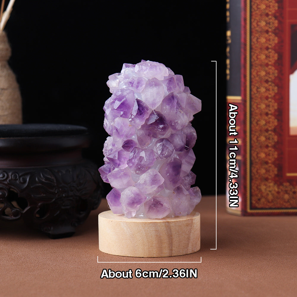 Natural Amethyst Crystal Lamp - USB Powered Healing Stone Night Light