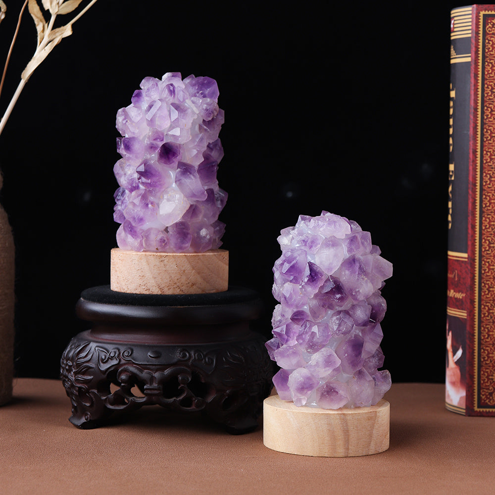 Natural Amethyst Crystal Lamp - USB Powered Healing Stone Night Light