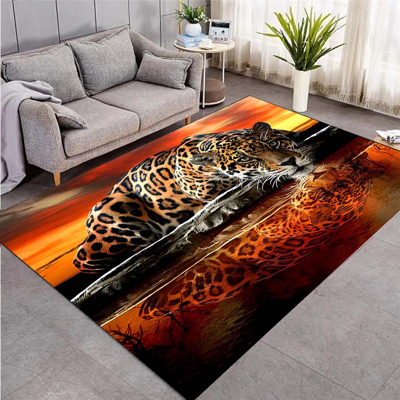 3D Leopard Print Area Rug - Non-Slip Stain Resistant Rectangle Rug