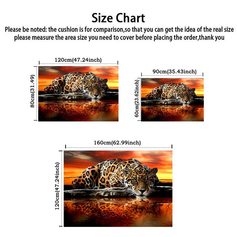 3D Leopard Print Area Rug - Non-Slip Stain Resistant Rectangle Rug