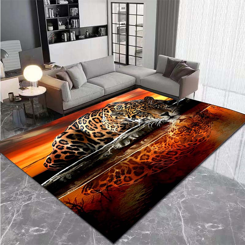 3D Leopard Print Area Rug - Non-Slip Stain Resistant Rectangle Rug