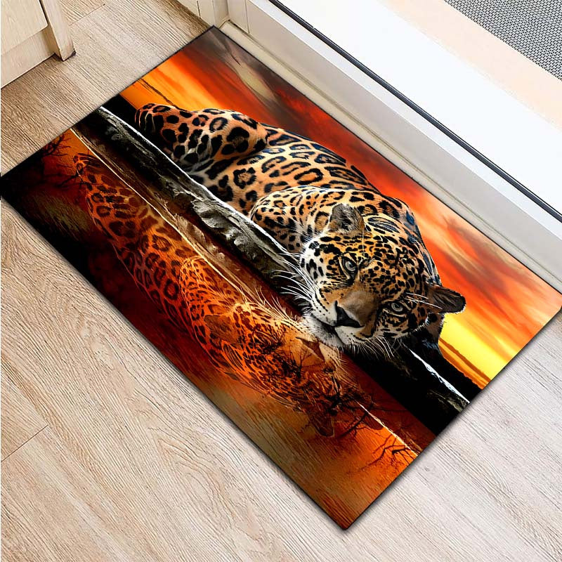3D Leopard Print Area Rug - Non-Slip Stain Resistant Rectangle Rug