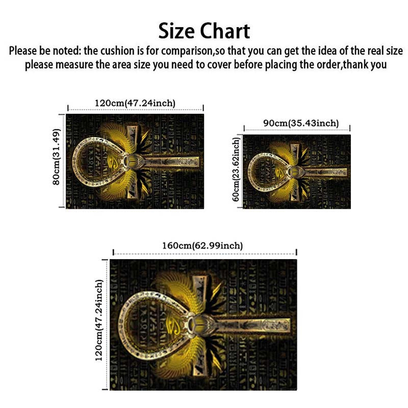 Ancient Egyptian Rune Area Rug - Non-Slip Stain Resistant Rectangle Rug