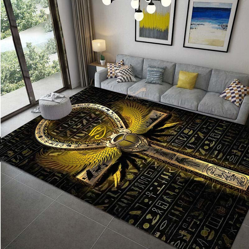 Ancient Egyptian Rune Area Rug - Non-Slip Stain Resistant Rectangle Rug