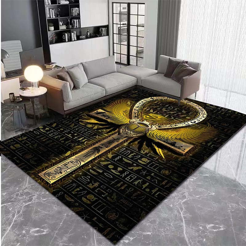 Ancient Egyptian Rune Area Rug - Non-Slip Stain Resistant Rectangle Rug