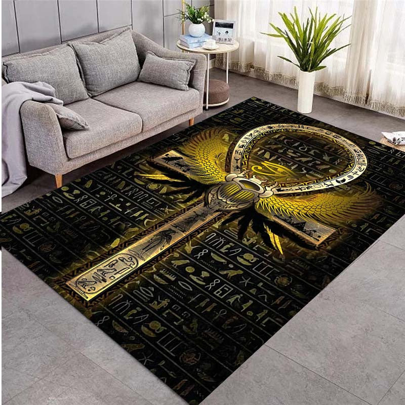 Ancient Egyptian Rune Area Rug - Non-Slip Stain Resistant Rectangle Rug