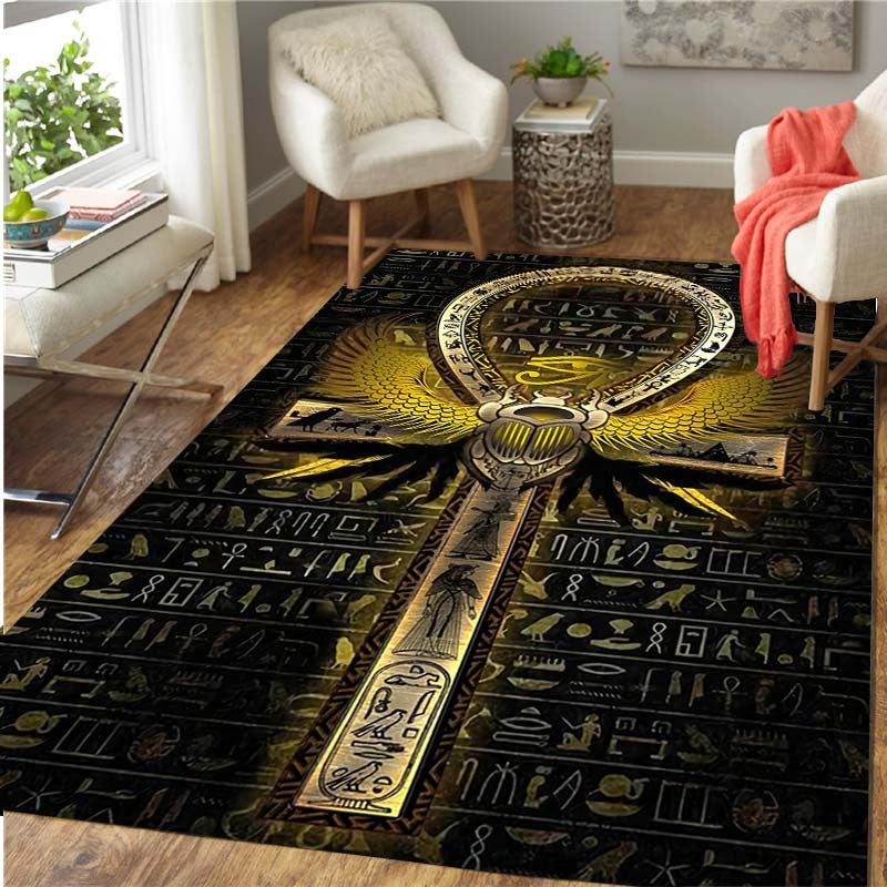 Ancient Egyptian Rune Area Rug - Non-Slip Stain Resistant Rectangle Rug