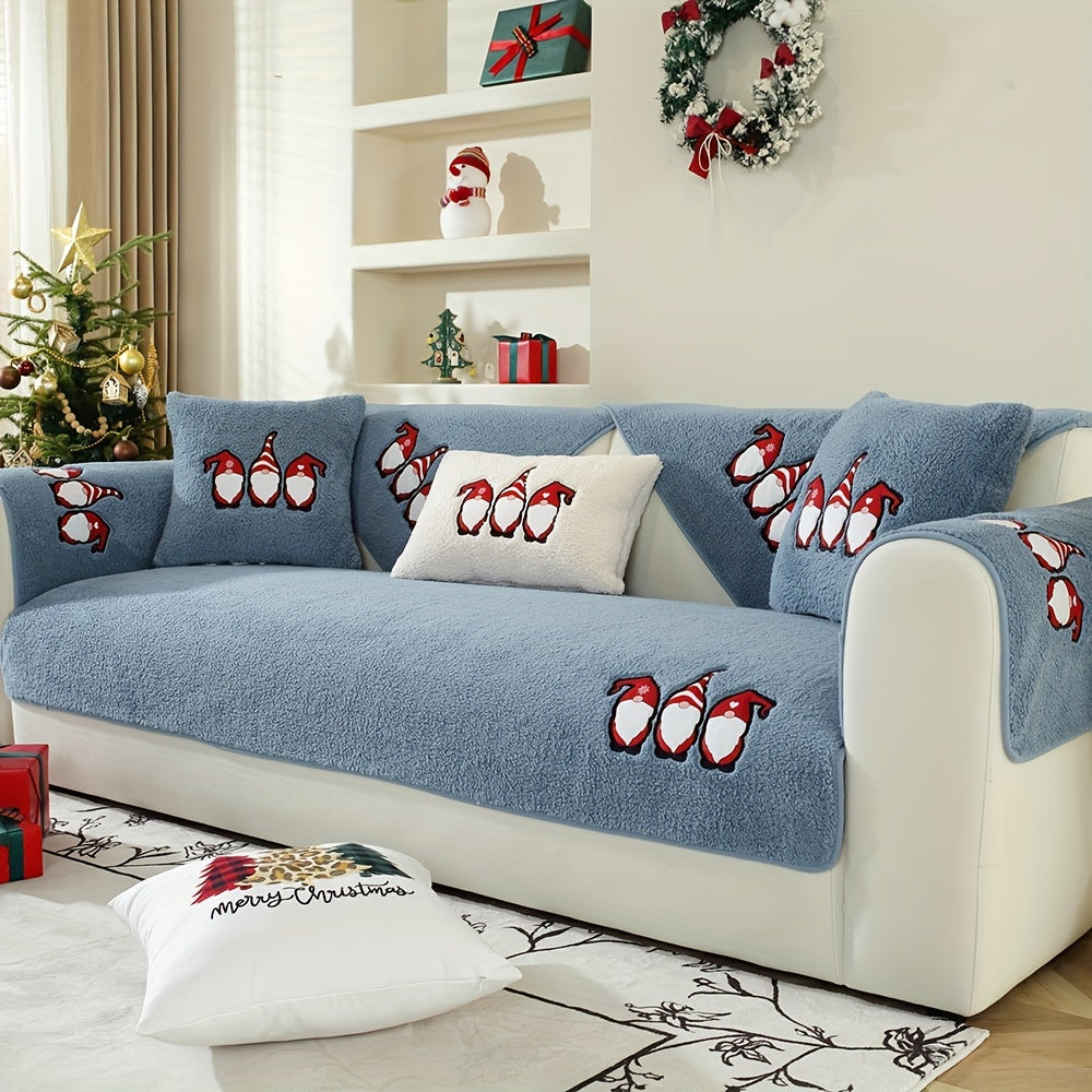 Christmas Decorations Sherpa Fleece Sofa Cover - Thickened Warmly, Soft Plush Fabric, Living Room Sofa Couch Protector, Cozy Winter Home Decor