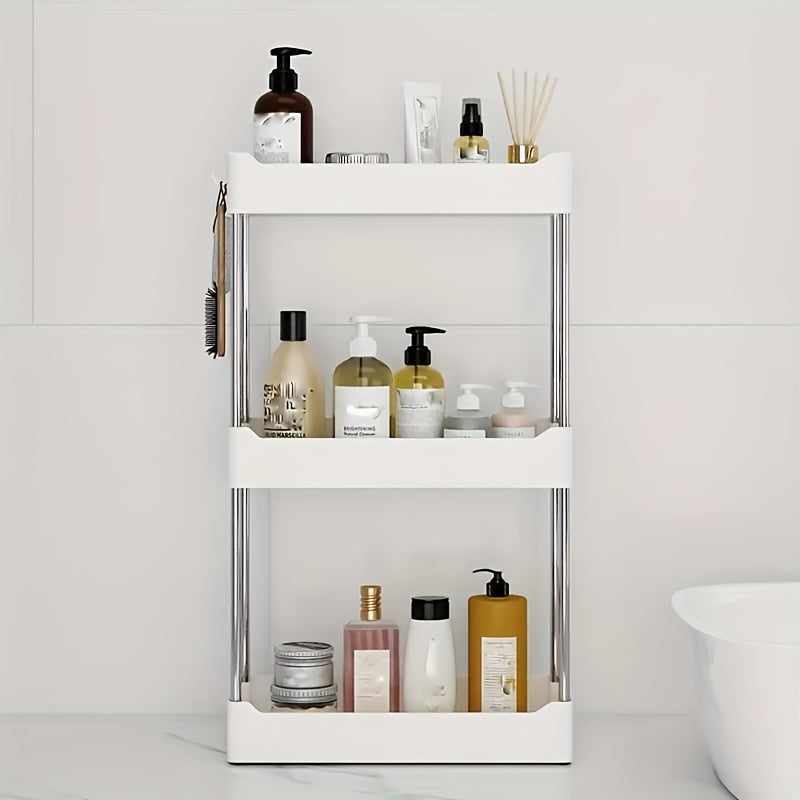 Slim Bathroom Countertop Organizer - Multi-Tier Storage Rack with Gold Accents