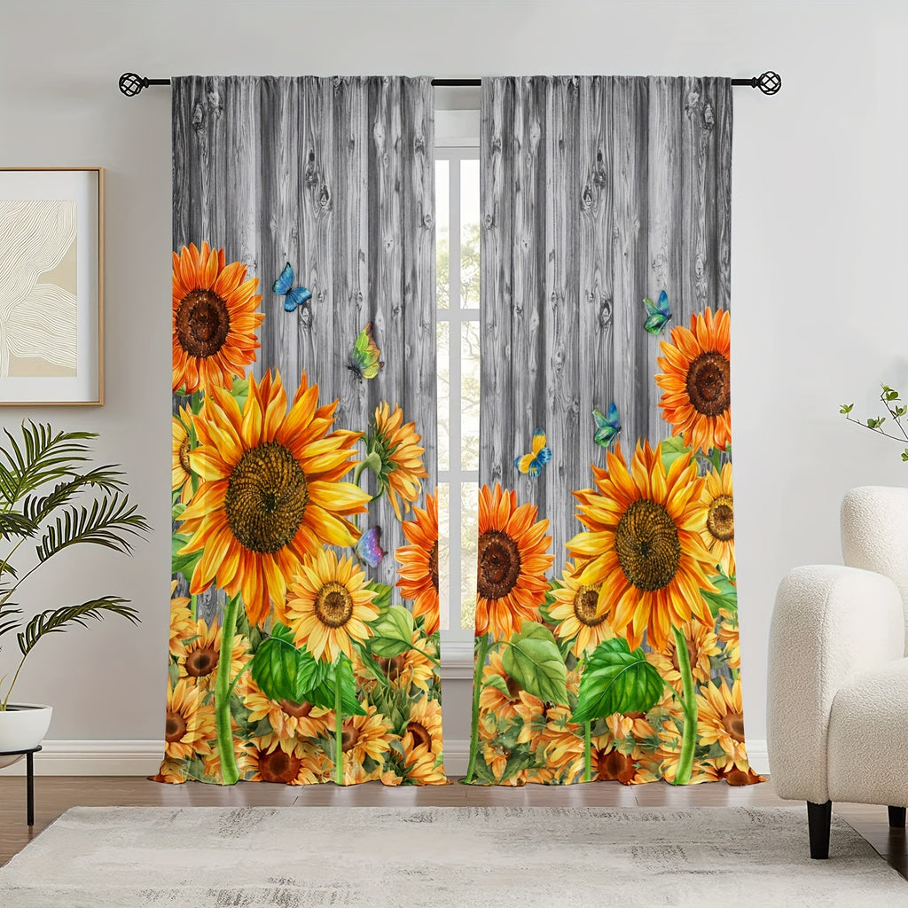 Sunflower Printed Curtains - Perfect For Bedroom, Office, Kitchen and Living Room