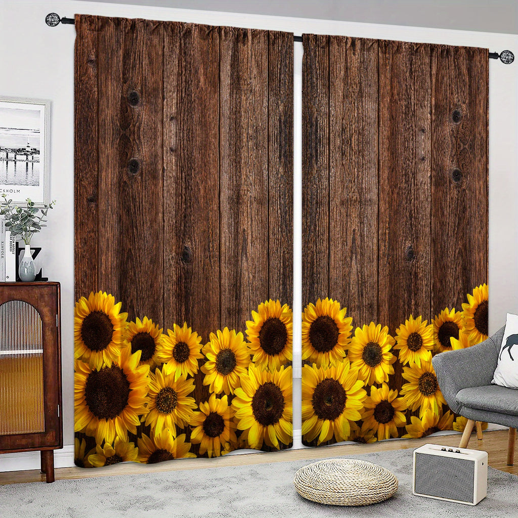 Sunflower Printed Curtains - Perfect For Bedroom, Office, Kitchen and Living Room
