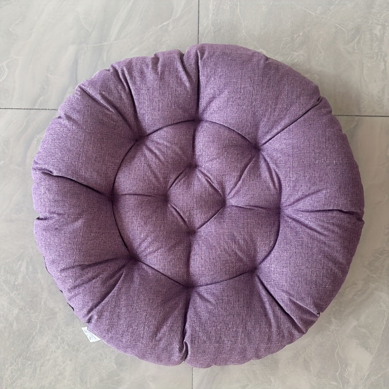 Round Linen Floor Cushion - Japanese Tatami Meditation Pillow Futon