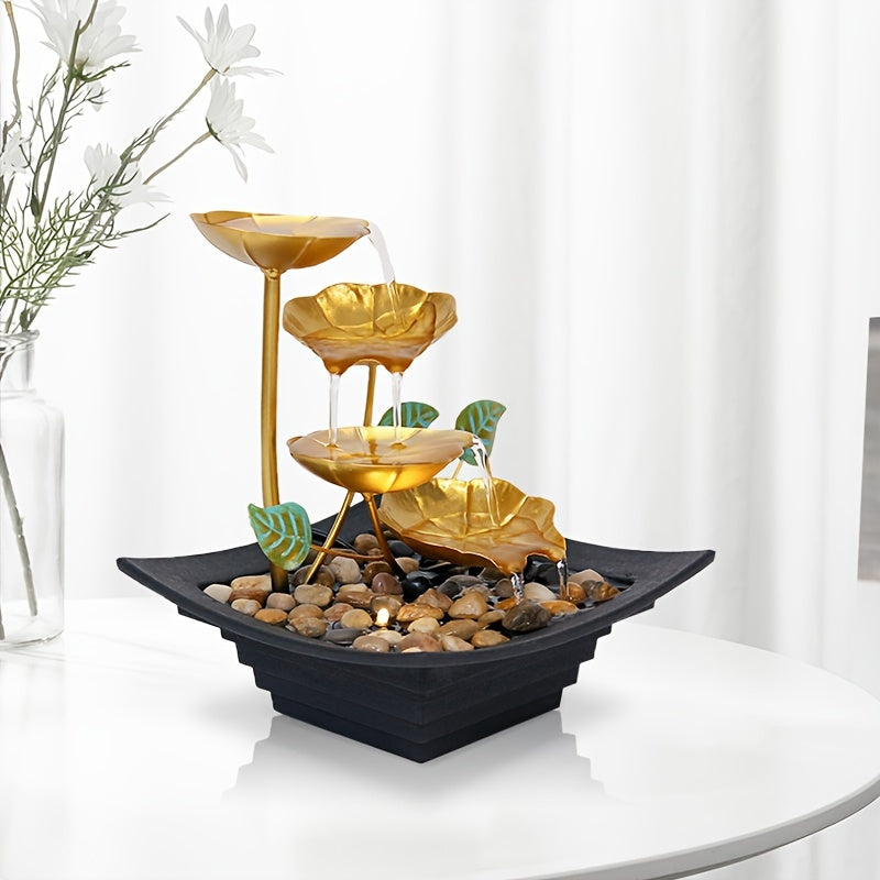 USB Powered Tabletop Fountain with Rocks - Indoor Water Feature for Home Office