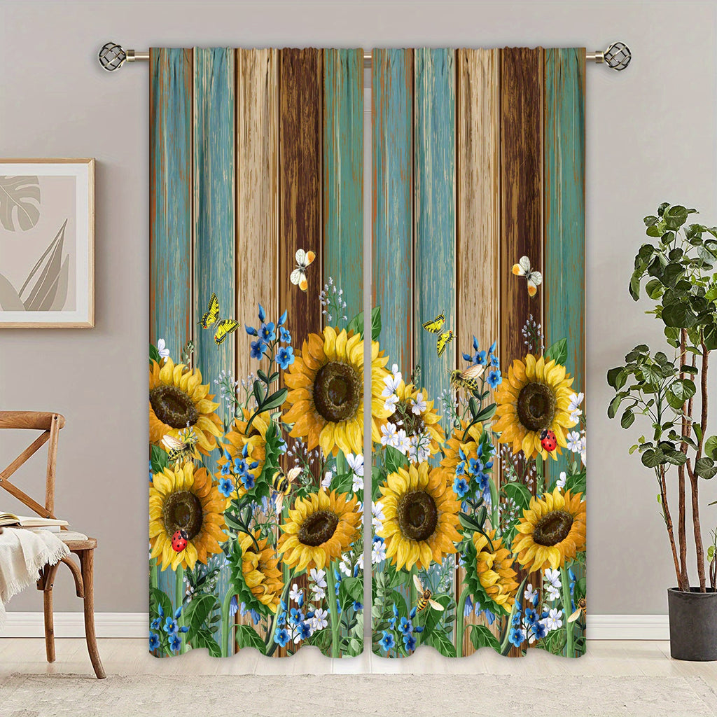 Sunflower Printed Curtains - Perfect For Bedroom, Office, Kitchen and Living Room