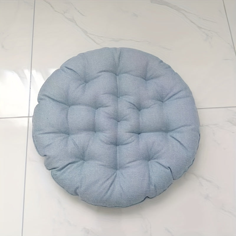 Round Linen Floor Cushion - Japanese Tatami Meditation Pillow Futon
