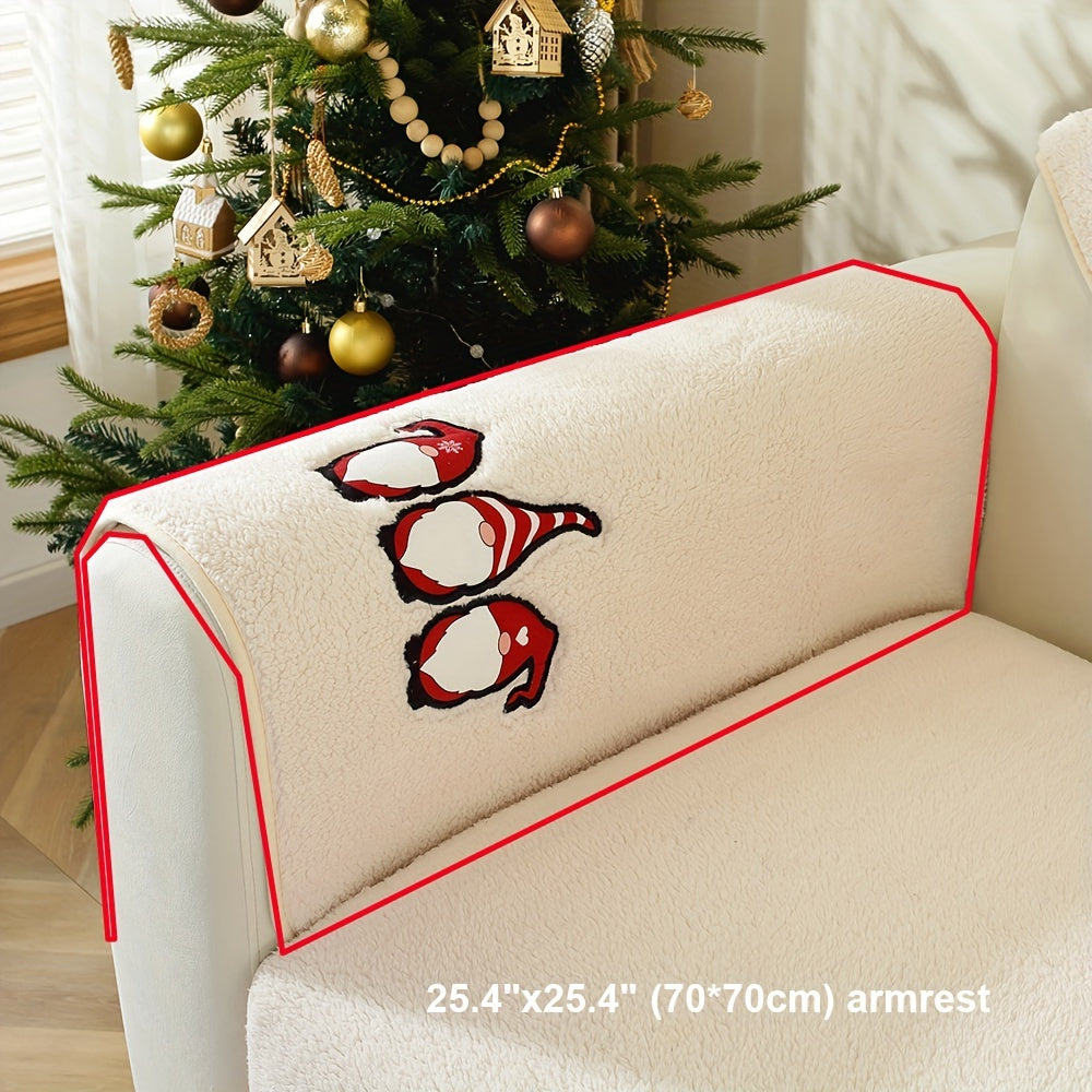 Christmas Decorations Sherpa Fleece Sofa Cover - Thickened Warmly, Soft Plush Fabric, Living Room Sofa Couch Protector, Cozy Winter Home Decor
