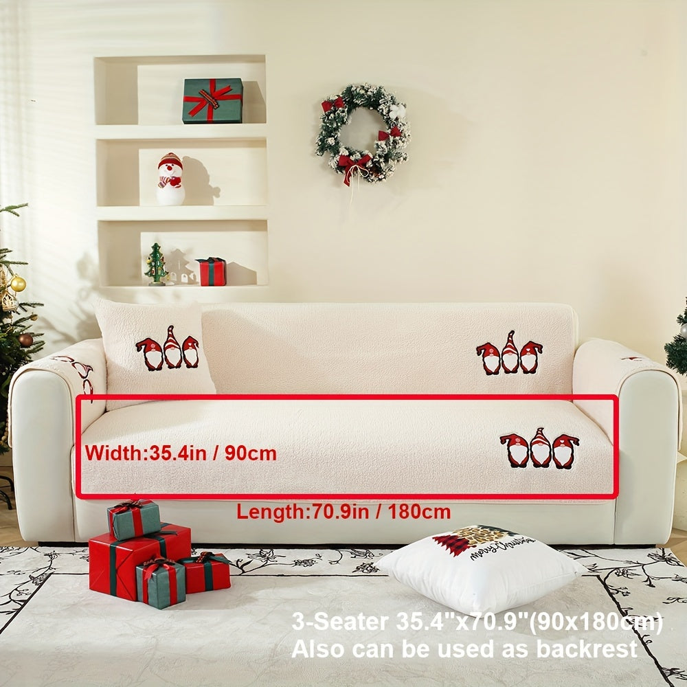 Christmas Decorations Sherpa Fleece Sofa Cover - Thickened Warmly, Soft Plush Fabric, Living Room Sofa Couch Protector, Cozy Winter Home Decor