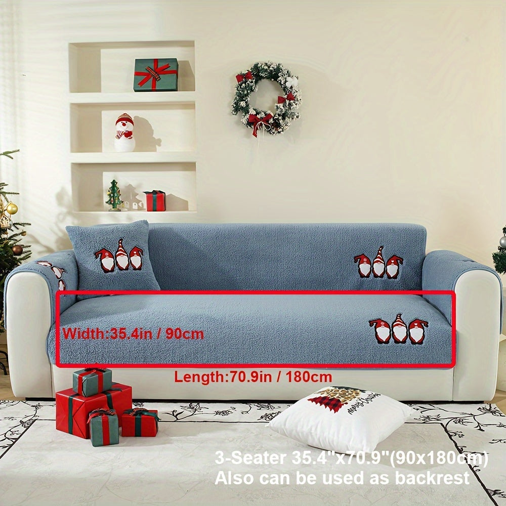 Christmas Decorations Sherpa Fleece Sofa Cover - Thickened Warmly, Soft Plush Fabric, Living Room Sofa Couch Protector, Cozy Winter Home Decor