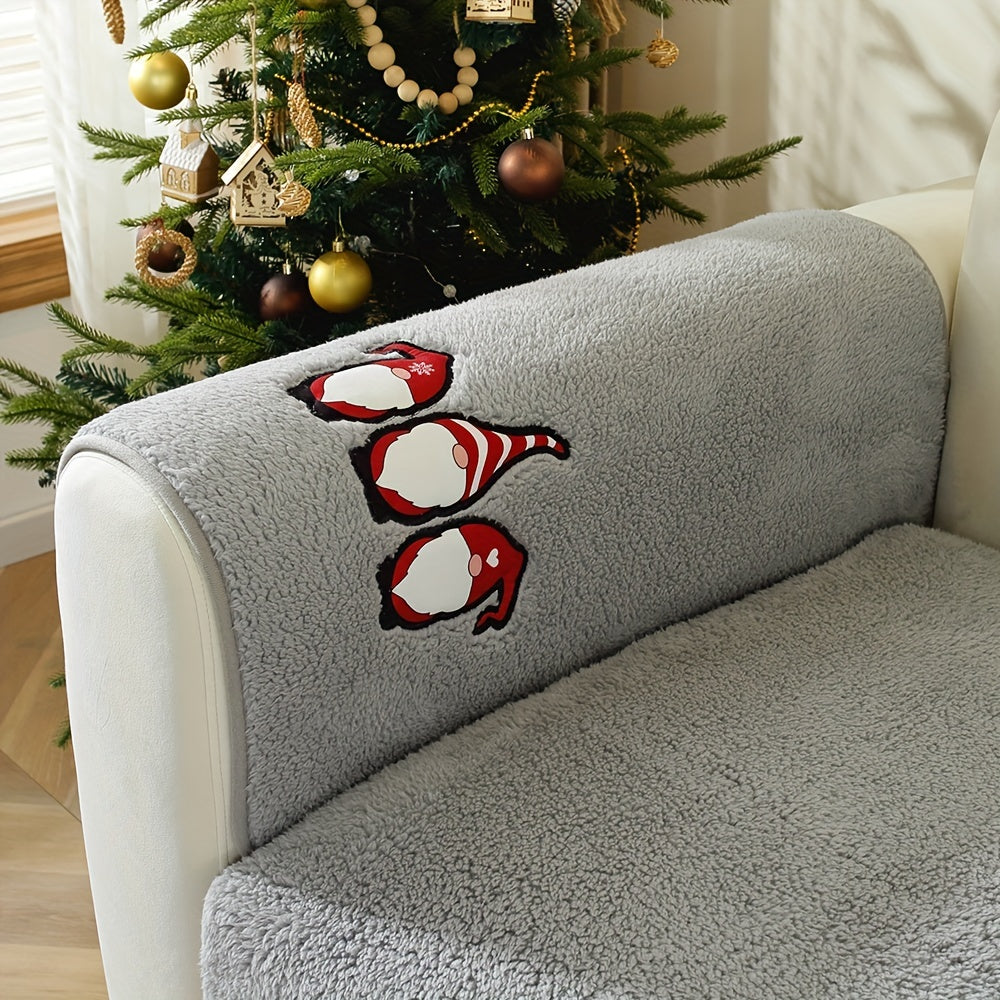 Christmas Decorations Sherpa Fleece Sofa Cover - Thickened Warmly, Soft Plush Fabric, Living Room Sofa Couch Protector, Cozy Winter Home Decor