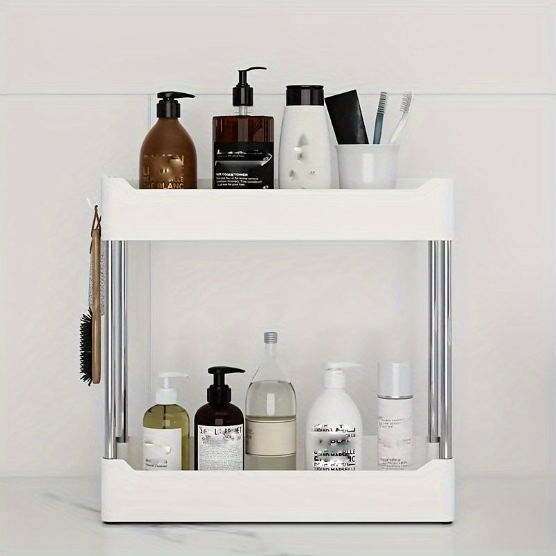 Slim Bathroom Countertop Organizer - Multi-Tier Storage Rack with Gold Accents