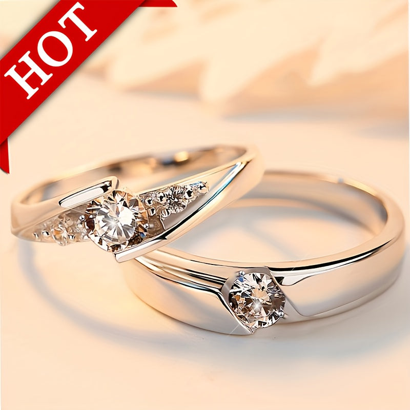 1Pair 925 Sterling Silver Moissanite Couple Rings Romantic Valentine's Day, Memorial Day, Birthday Gift