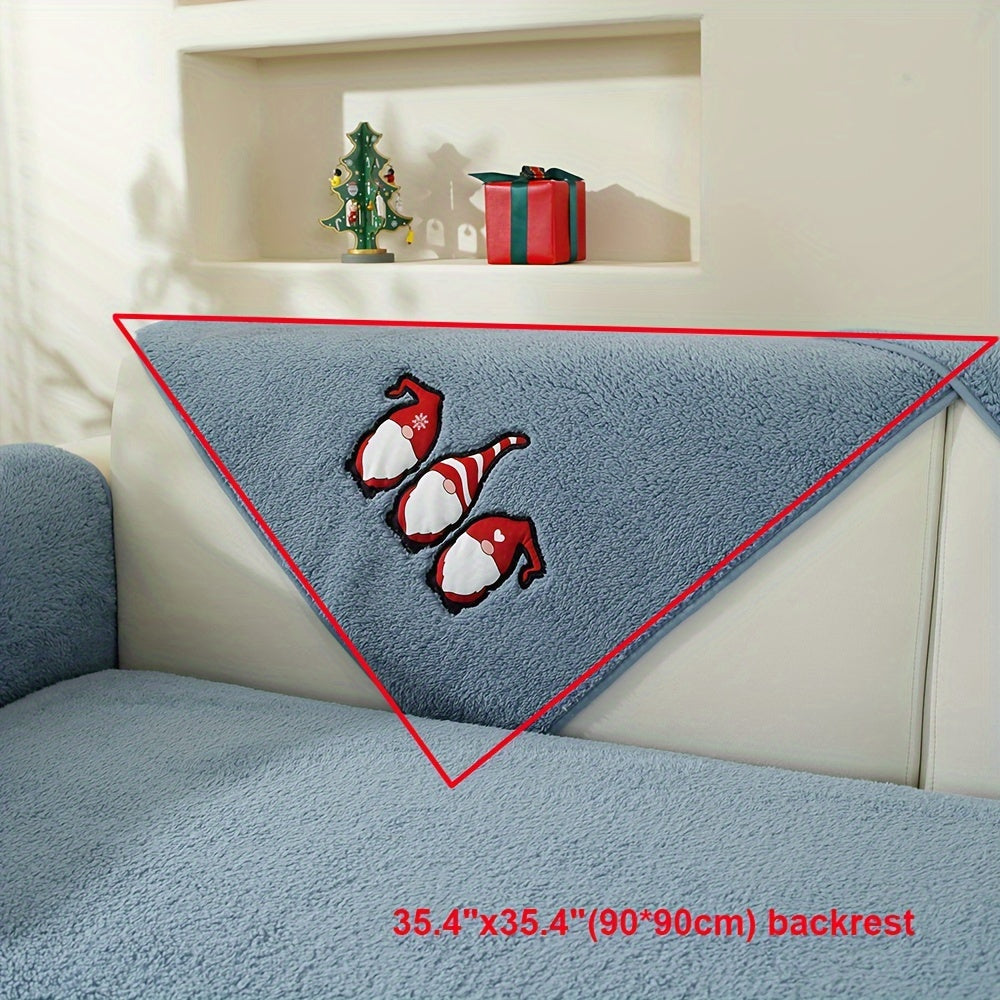 Christmas Decorations Sherpa Fleece Sofa Cover - Thickened Warmly, Soft Plush Fabric, Living Room Sofa Couch Protector, Cozy Winter Home Decor