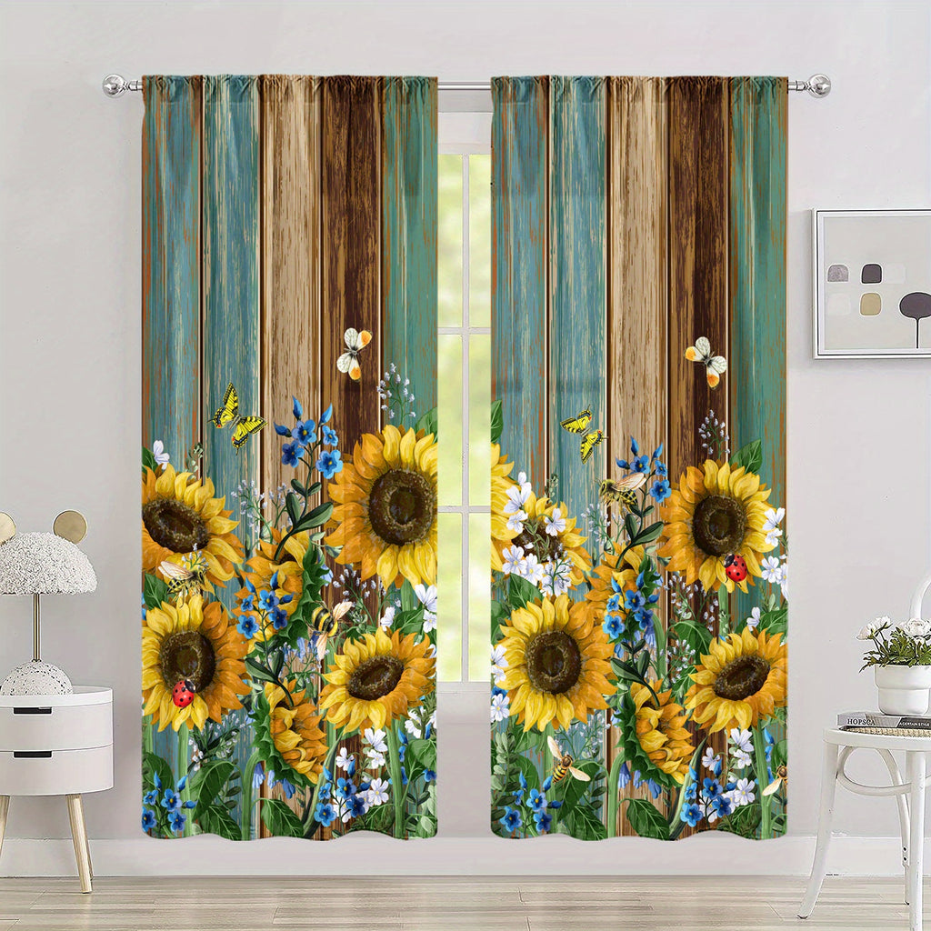 Sunflower Printed Curtains - Perfect For Bedroom, Office, Kitchen and Living Room
