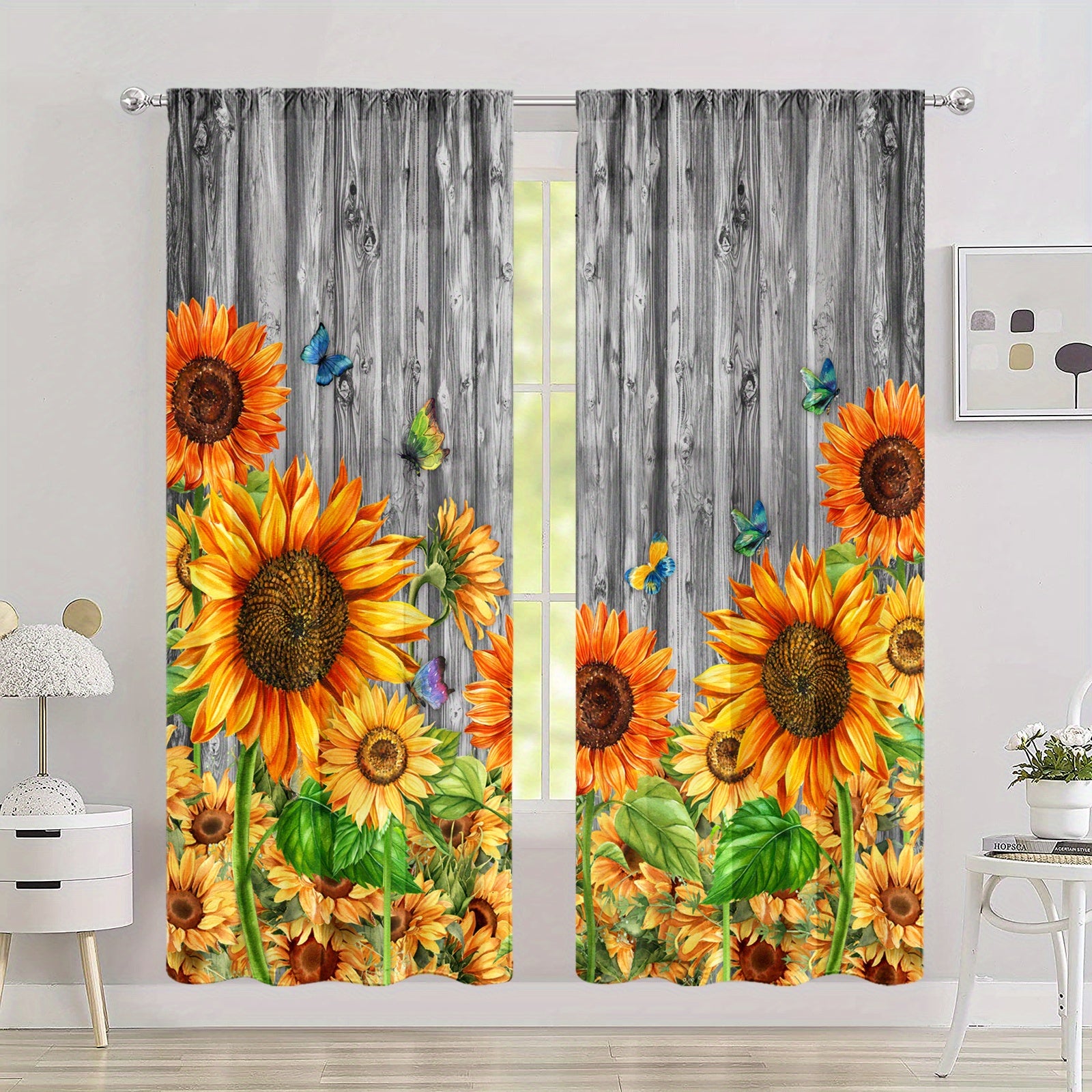 Sunflower Printed Curtains - Perfect For Bedroom, Office, Kitchen and Living Room