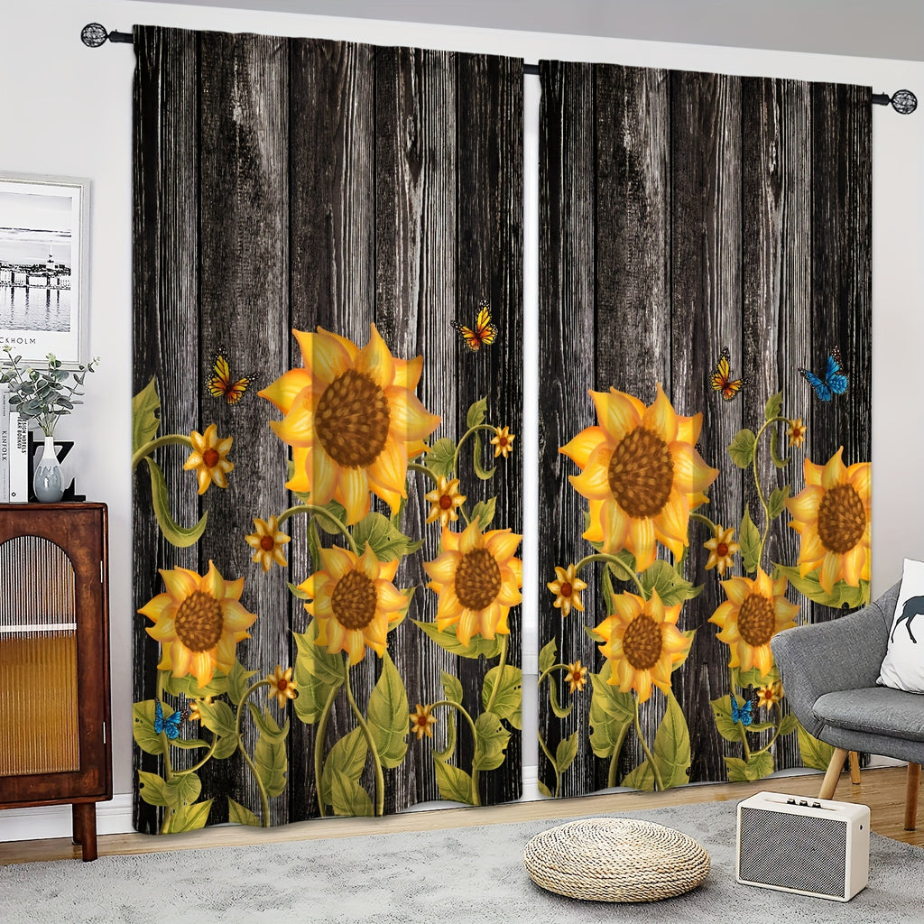 Sunflower Printed Curtains - Perfect For Bedroom, Office, Kitchen and Living Room