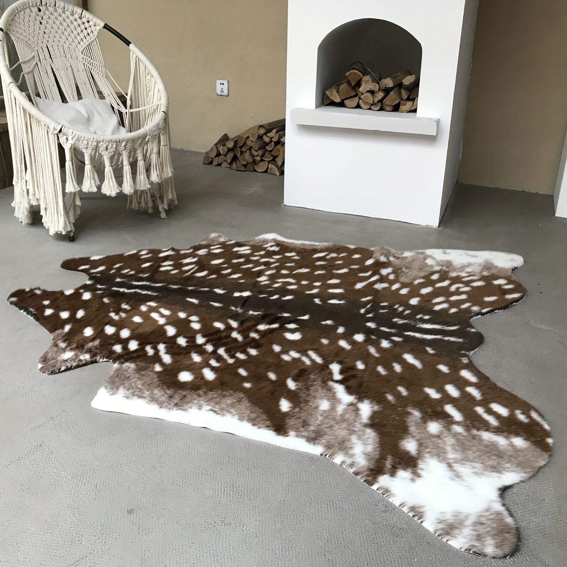 Premium Faux Sika Deer Fur Area Rug, Durable Anti-slip, Stain-resistant And Absorbent Carpet, Suitable For Bedroom, Living Room and Bathroom