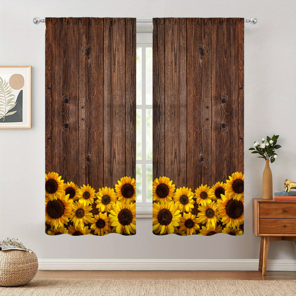 Sunflower Printed Curtains - Perfect For Bedroom, Office, Kitchen and Living Room