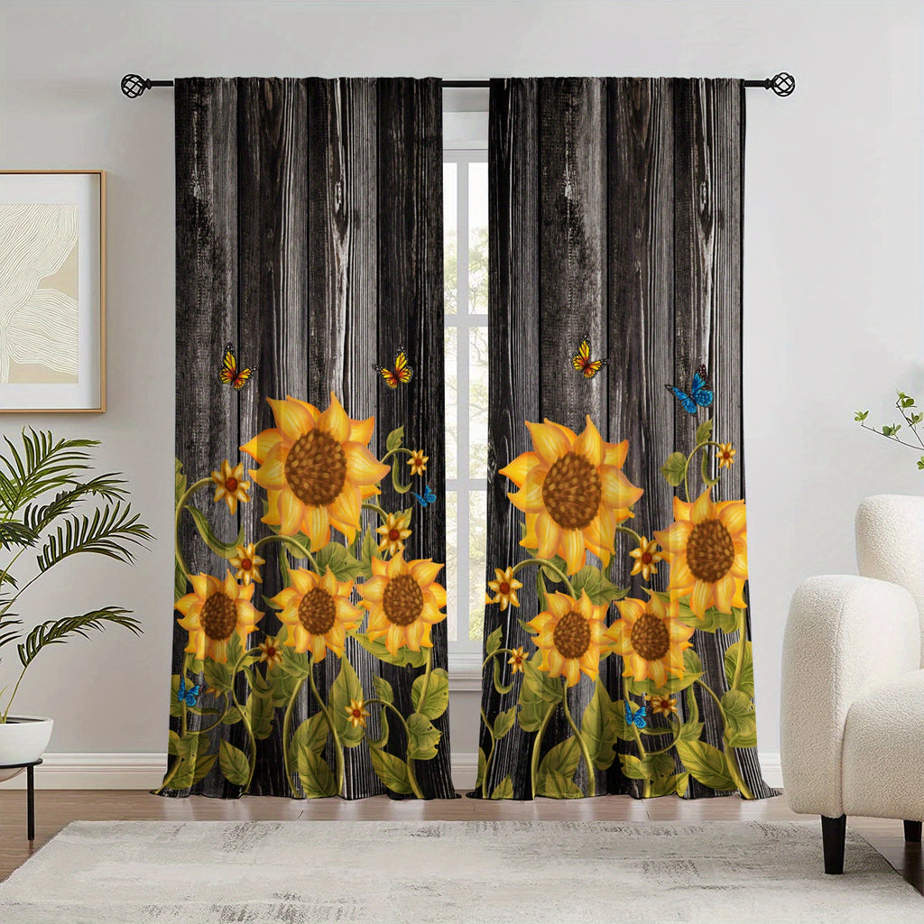 Sunflower Printed Curtains - Perfect For Bedroom, Office, Kitchen and Living Room