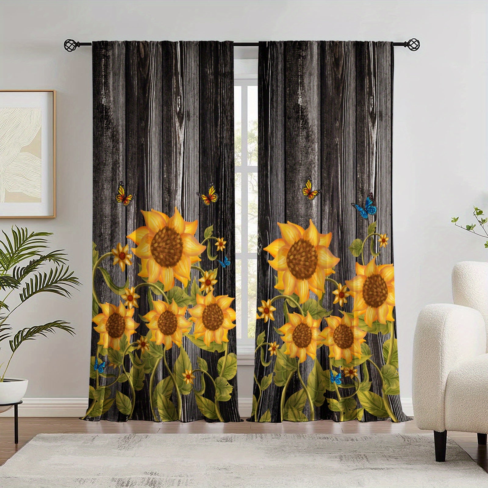 Sunflower Printed Curtains - Perfect For Bedroom, Office, Kitchen and Living Room