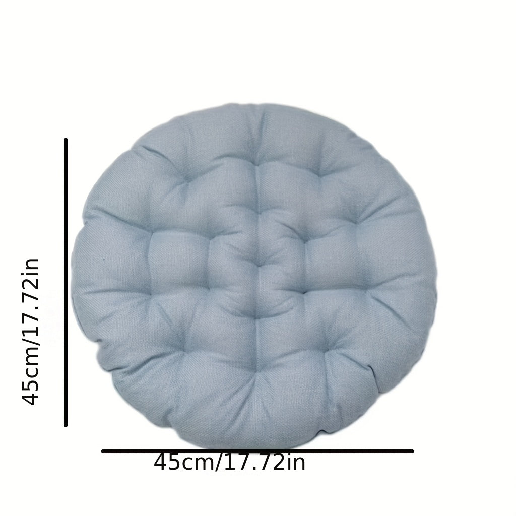 Round Linen Floor Cushion - Japanese Tatami Meditation Pillow Futon