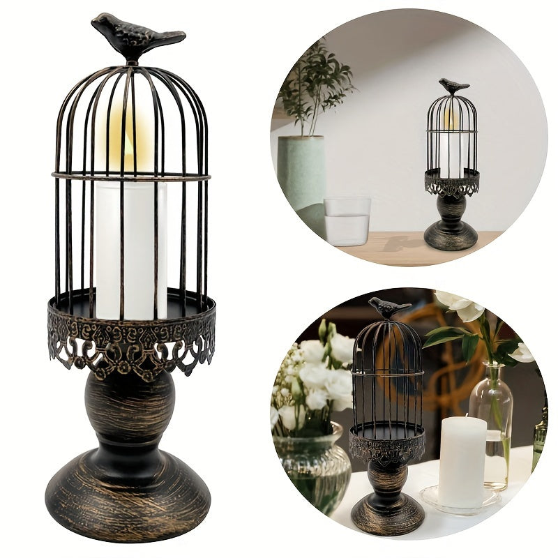 Vintage Birdcage Candle Holder - Rustic Metal Lantern Wedding Centerpiece
