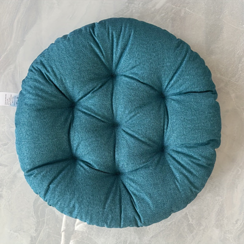 Round Linen Floor Cushion - Japanese Tatami Meditation Pillow Futon